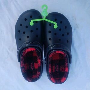 Crocs Classic Lined Buffalo Check Clog Black US Men's Size 10 Women's 12 NEW